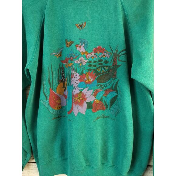 Vintage Laurel Burch Large 42/44 Butterfly Farmboy Forest Pullover Sweater - Picture 2 of 11